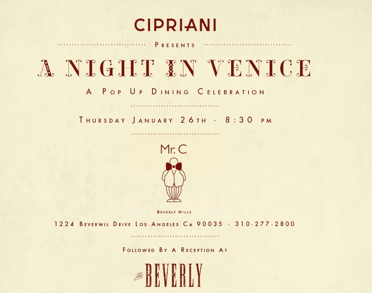 Cipriani To Host “A Night In Venice” Event