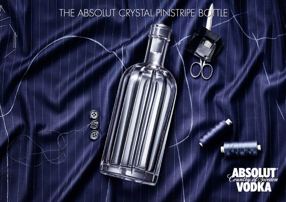 Absolut Vodka Presents Crystal Pinstripe Bottle