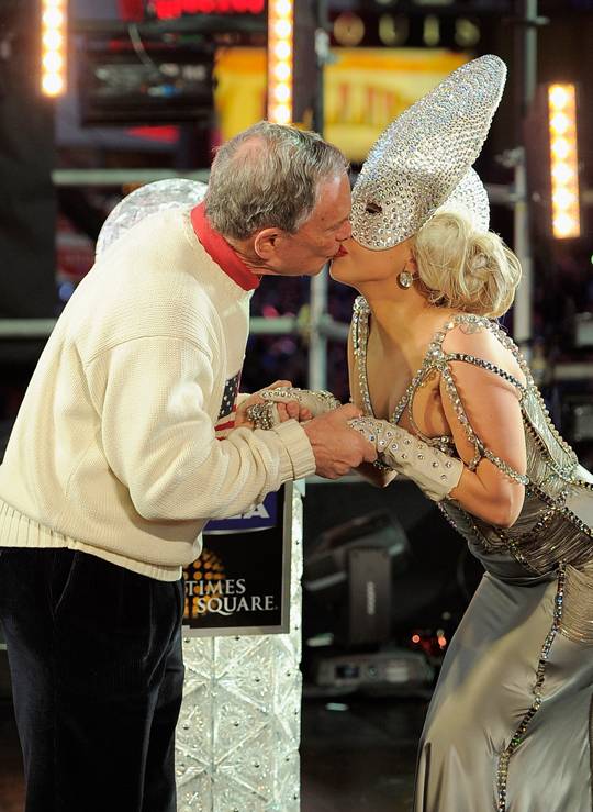 Lady Gaga Rings in 2012 in Times Square With Mayor Bloomberg