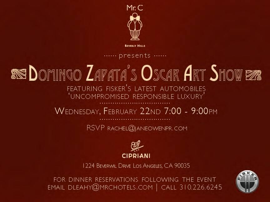 Domingo Zapata to Unveil Oscar Art Show at Mr. C Beverly Hills