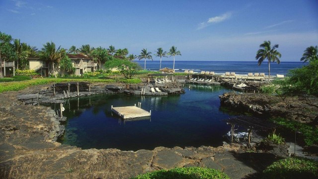The King's Pond is the centerpiece of the Eco-Crescent at Four Seasons Hualalai.