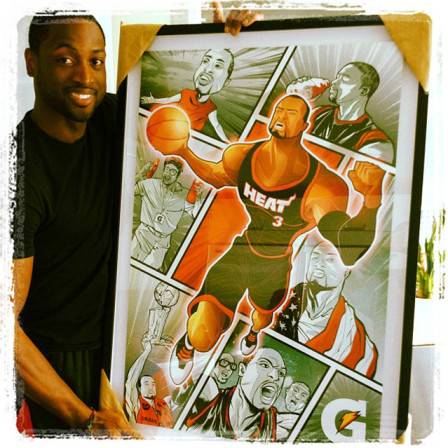 Dwyane Wade tweets a collage of caricatures. Caption: "Love this from my Gato family. A nice collage of great moments."