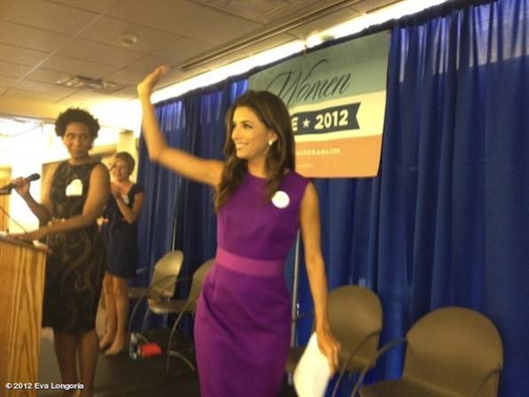 In Denver, CO at the Women’s Summit for Obama! Great crowd! Women will decide this election.” —Eva Longoria