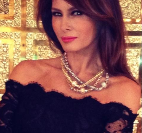 On my way to QVC studios. Fab jewelry & timepieces! Love this affordable versatile necklace! —Melania Trump
