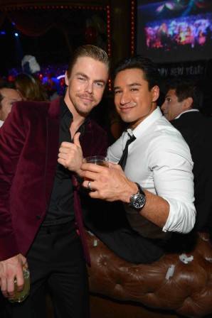Derek Hough and Mario Lopez at Beacher's Madhouse. Photos: Bryan Steffy/Getty Images and WireImage