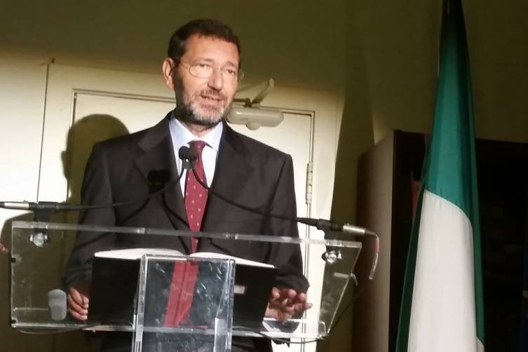 Rome Mayor Ignazio R. Marino speaks at the Consulate General of Italy in San Francisco on Sept. 11, 2014