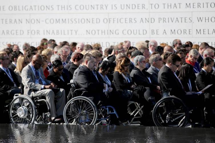 Disabled veterans attend dedication ceremony. Getty Images