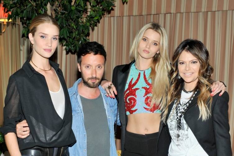 Rosie Huntington-Whiteley, fashion designer Anthony Vaccarello, model Abbey Lee Kershaw, and fashion designer Elyse Walker