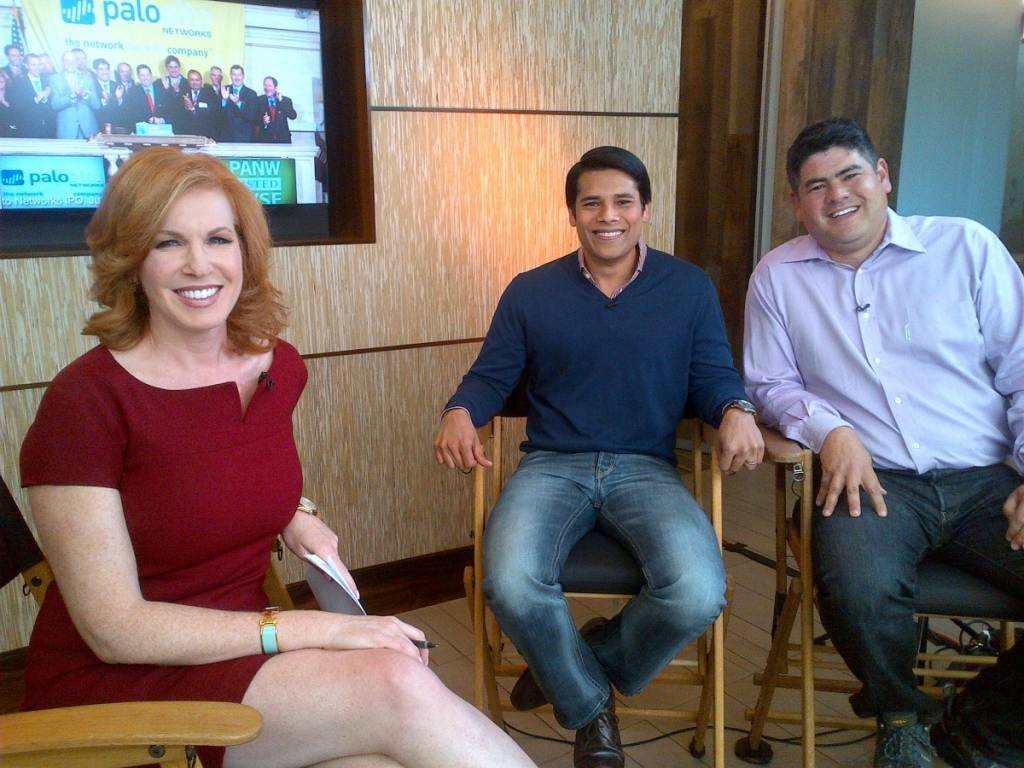 Liz Claman, Nextdoor co-founder and CEO Nirav Tolia and Greylock partner David Sze