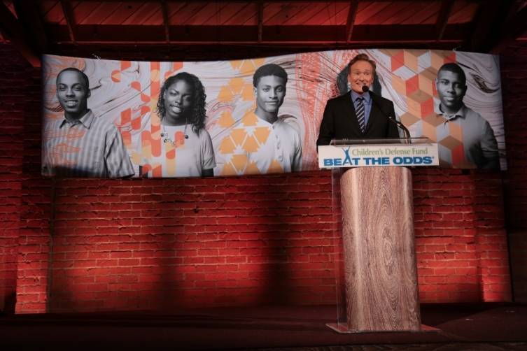 Conan O'Brien onstage at the Children's Defense Fund gala 