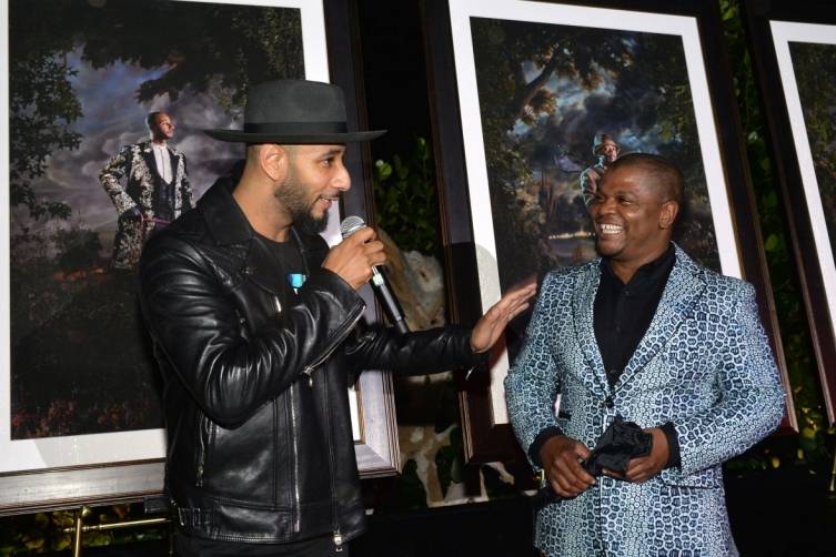 Swizz Beatz and Kehinde Wiley attend Kehinde Wiley + GREY GOOSE Portrait Preview